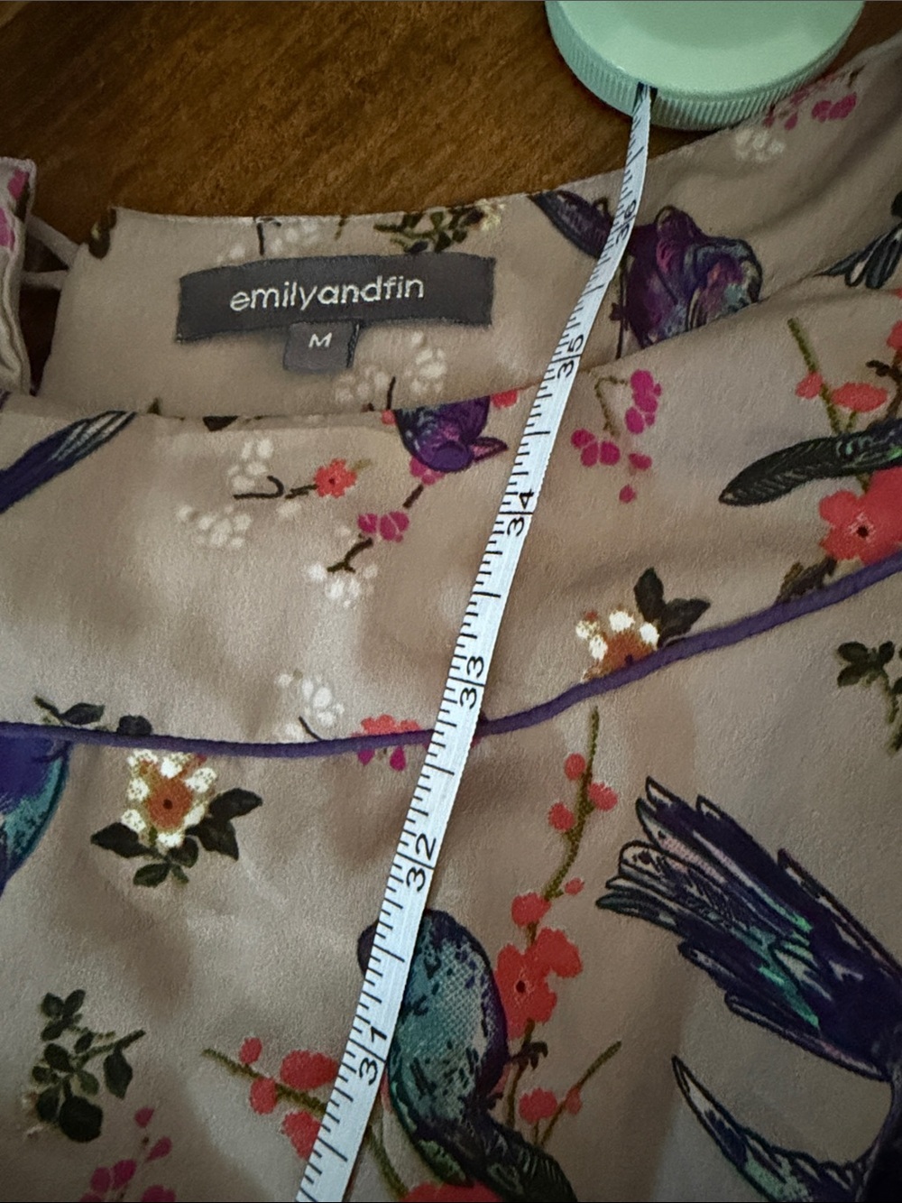 Emily And Fin Small Rachel Dress Bird-Print Cap Sleeve Dress - M - Picture 12 of 12